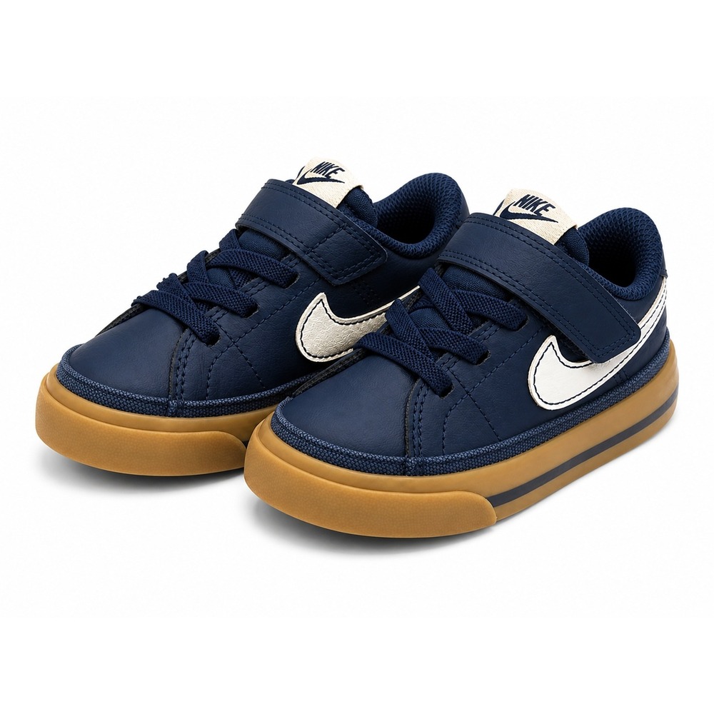 Nike Court Legacy Kid 6C Navy Blue White Gum Hook Loop Strap Sneakers DA5382-401